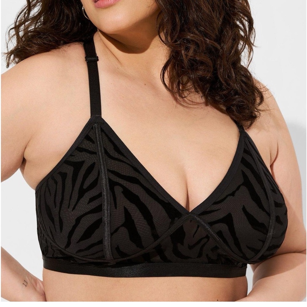 Torrid Flocked Mesh Bralette Zebra Black Size 1 New